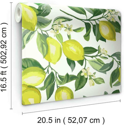 RMK11655WP Lemon Zest Yellow and White Peel and Stick Wallpaper