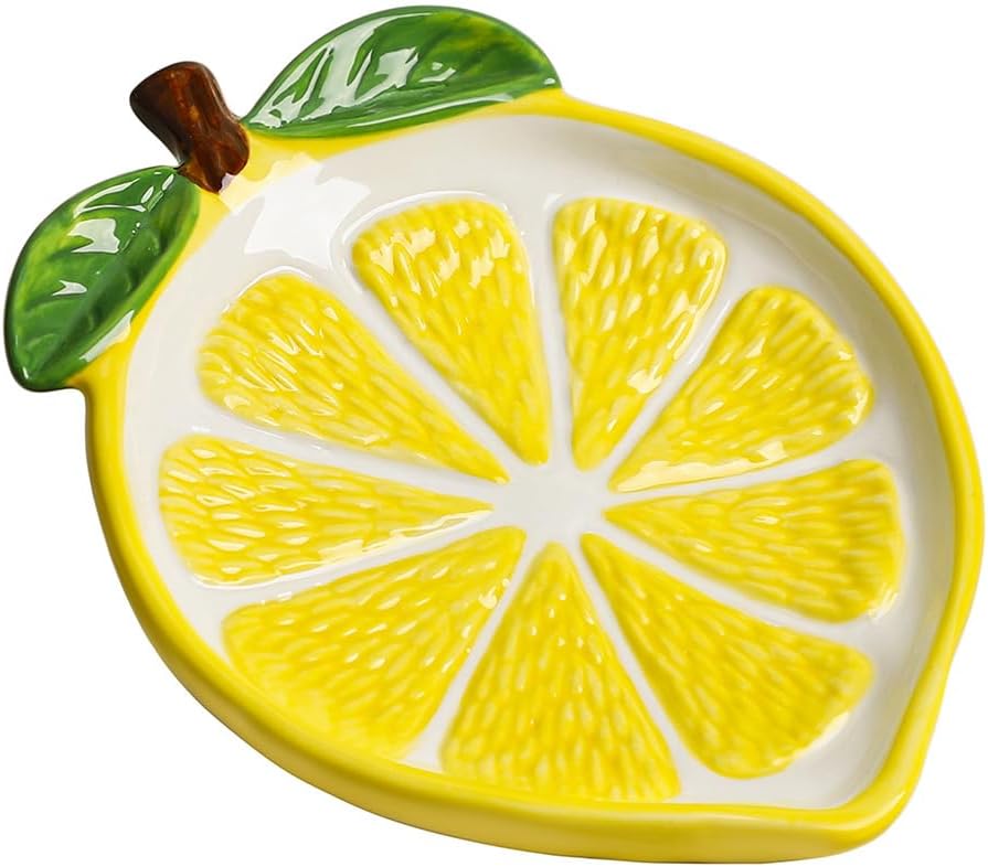 Ceramic Lemon Spoon Rest Spoon Holder for Kitchen Counter/Stove Top Stable Utensil Rest-Yellow-A