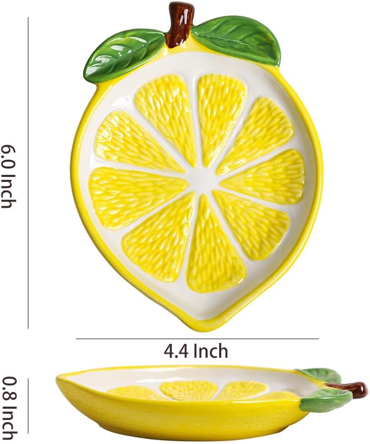 Ceramic Lemon Spoon Rest Spoon Holder for Kitchen Counter/Stove Top Stable Utensil Rest-Yellow-A