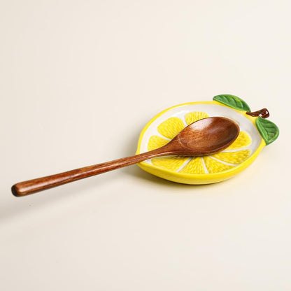 Ceramic Lemon Spoon Rest Spoon Holder for Kitchen Counter/Stove Top Stable Utensil Rest-Yellow-A