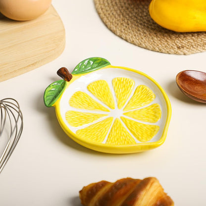 Ceramic Lemon Spoon Rest Spoon Holder for Kitchen Counter/Stove Top Stable Utensil Rest-Yellow-A