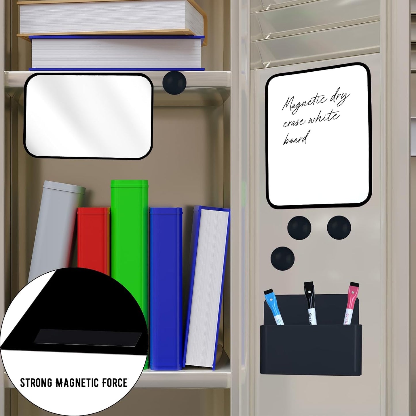 Magnetic Locker Marble Accessories Kit Pale Yellow Back to School Essentials Locker Organizer Supplies Include Mirror Whiteboard Pen Shelf Magnet Magnetic Buckle Back to School Essentials