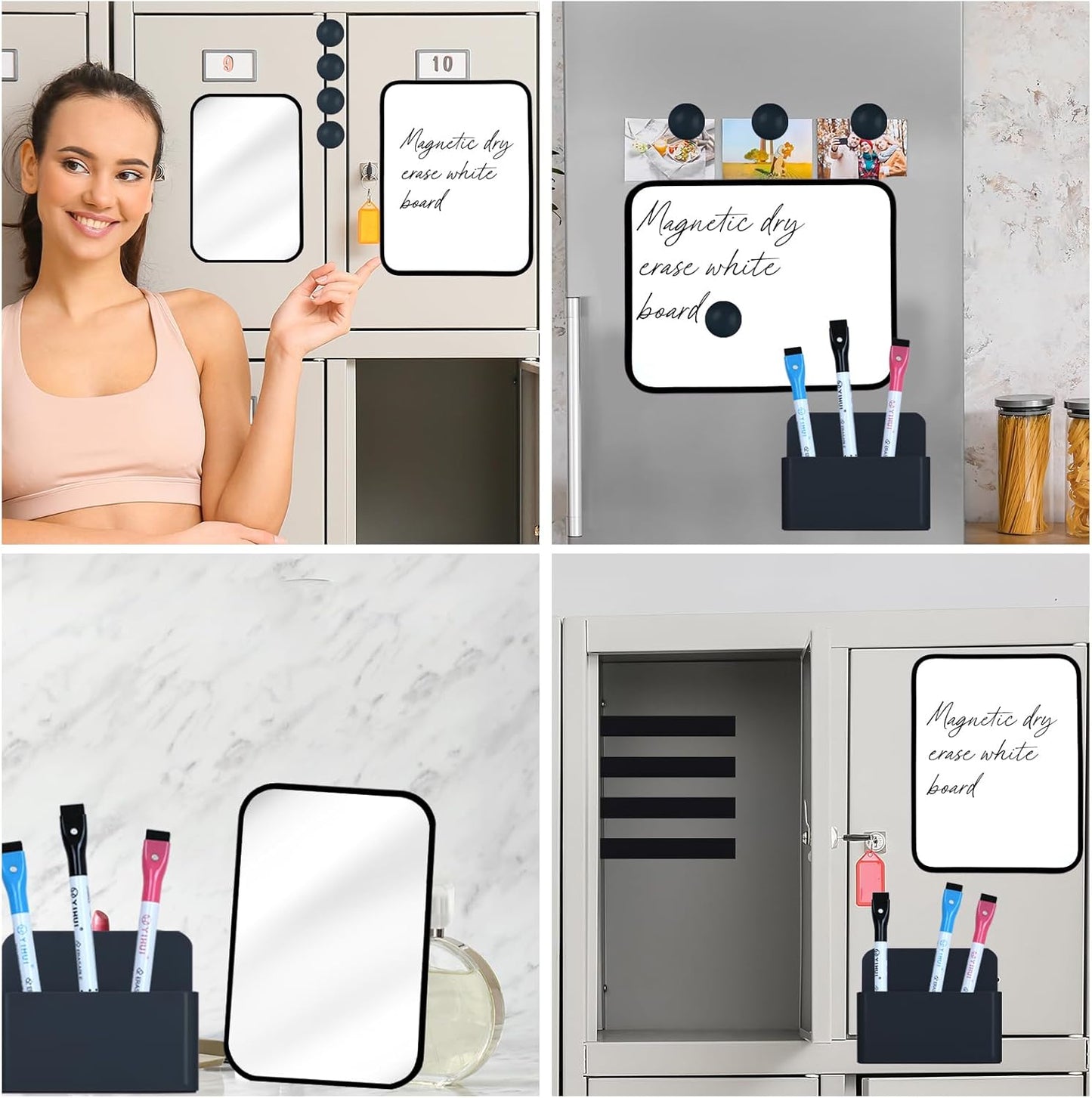 Magnetic Locker Marble Accessories Kit Pale Yellow Back to School Essentials Locker Organizer Supplies Include Mirror Whiteboard Pen Shelf Magnet Magnetic Buckle Back to School Essentials