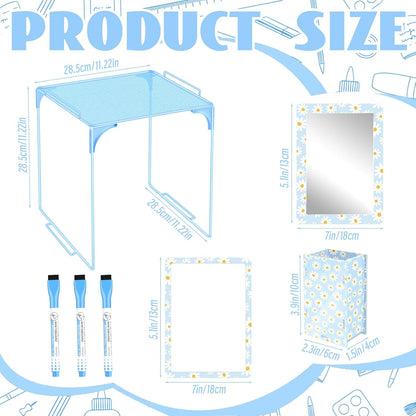 Magnetic Locker Marble Accessories Kit Pale Yellow Back to School Essentials Locker Organizer Supplies Include Mirror Whiteboard Pen Shelf Magnet Magnetic Buckle Back to School Essentials