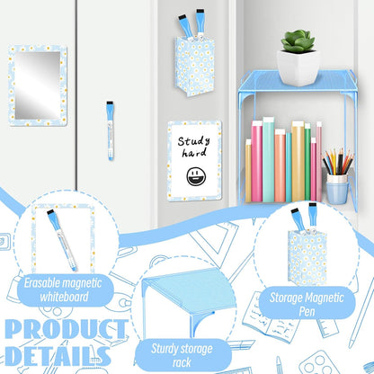 Magnetic Locker Marble Accessories Kit Pale Yellow Back to School Essentials Locker Organizer Supplies Include Mirror Whiteboard Pen Shelf Magnet Magnetic Buckle Back to School Essentials