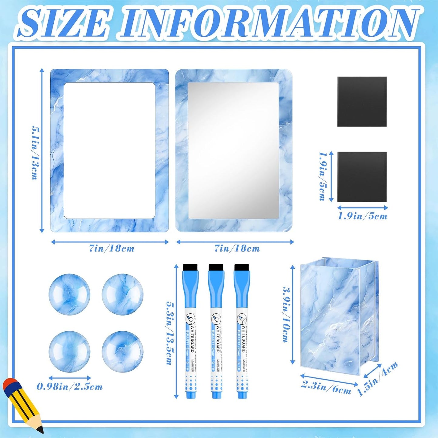 Magnetic Locker Marble Accessories Kit Pale Yellow Back to School Essentials Locker Organizer Supplies Include Mirror Whiteboard Pen Shelf Magnet Magnetic Buckle Back to School Essentials