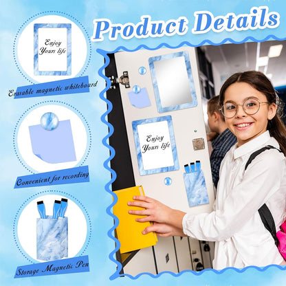 Magnetic Locker Marble Accessories Kit Pale Yellow Back to School Essentials Locker Organizer Supplies Include Mirror Whiteboard Pen Shelf Magnet Magnetic Buckle Back to School Essentials