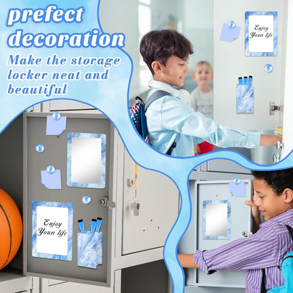 Magnetic Locker Marble Accessories Kit Pale Yellow Back to School Essentials Locker Organizer Supplies Include Mirror Whiteboard Pen Shelf Magnet Magnetic Buckle Back to School Essentials