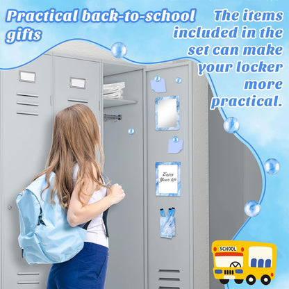 Magnetic Locker Marble Accessories Kit Pale Yellow Back to School Essentials Locker Organizer Supplies Include Mirror Whiteboard Pen Shelf Magnet Magnetic Buckle Back to School Essentials