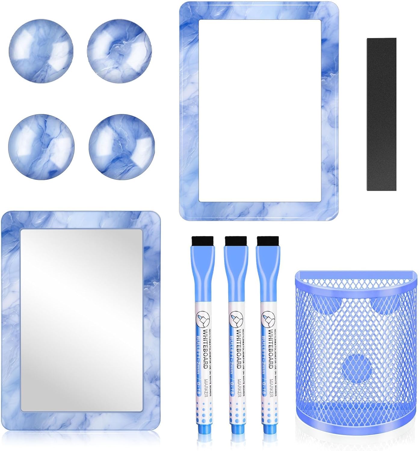 Magnetic Locker Marble Accessories Kit Pale Yellow Back to School Essentials Locker Organizer Supplies Include Mirror Whiteboard Pen Shelf Magnet Magnetic Buckle Back to School Essentials