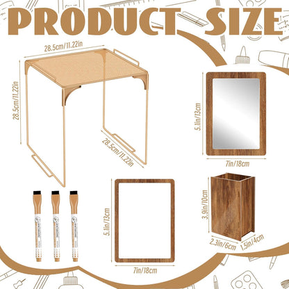 Magnetic Locker Marble Accessories Kit Pale Yellow Back to School Essentials Locker Organizer Supplies Include Mirror Whiteboard Pen Shelf Magnet Magnetic Buckle Back to School Essentials