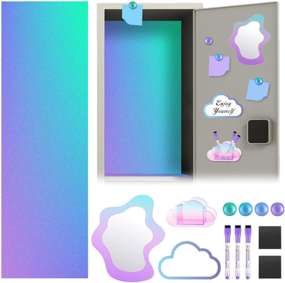 Magnetic Locker Marble Accessories Kit Pale Yellow Back to School Essentials Locker Organizer Supplies Include Mirror Whiteboard Pen Shelf Magnet Magnetic Buckle Back to School Essentials