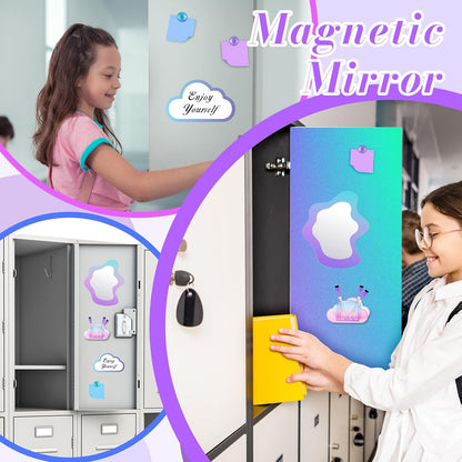 Magnetic Locker Marble Accessories Kit Pale Yellow Back to School Essentials Locker Organizer Supplies Include Mirror Whiteboard Pen Shelf Magnet Magnetic Buckle Back to School Essentials
