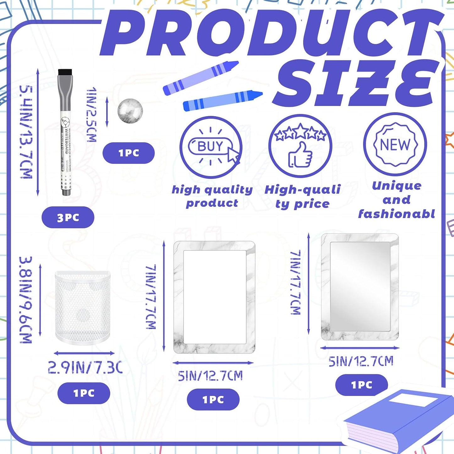 Magnetic Locker Marble Accessories Kit Pale Yellow Back to School Essentials Locker Organizer Supplies Include Mirror Whiteboard Pen Shelf Magnet Magnetic Buckle Back to School Essentials