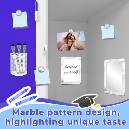 Magnetic Locker Marble Accessories Kit Pale Yellow Back to School Essentials Locker Organizer Supplies Include Mirror Whiteboard Pen Shelf Magnet Magnetic Buckle Back to School Essentials