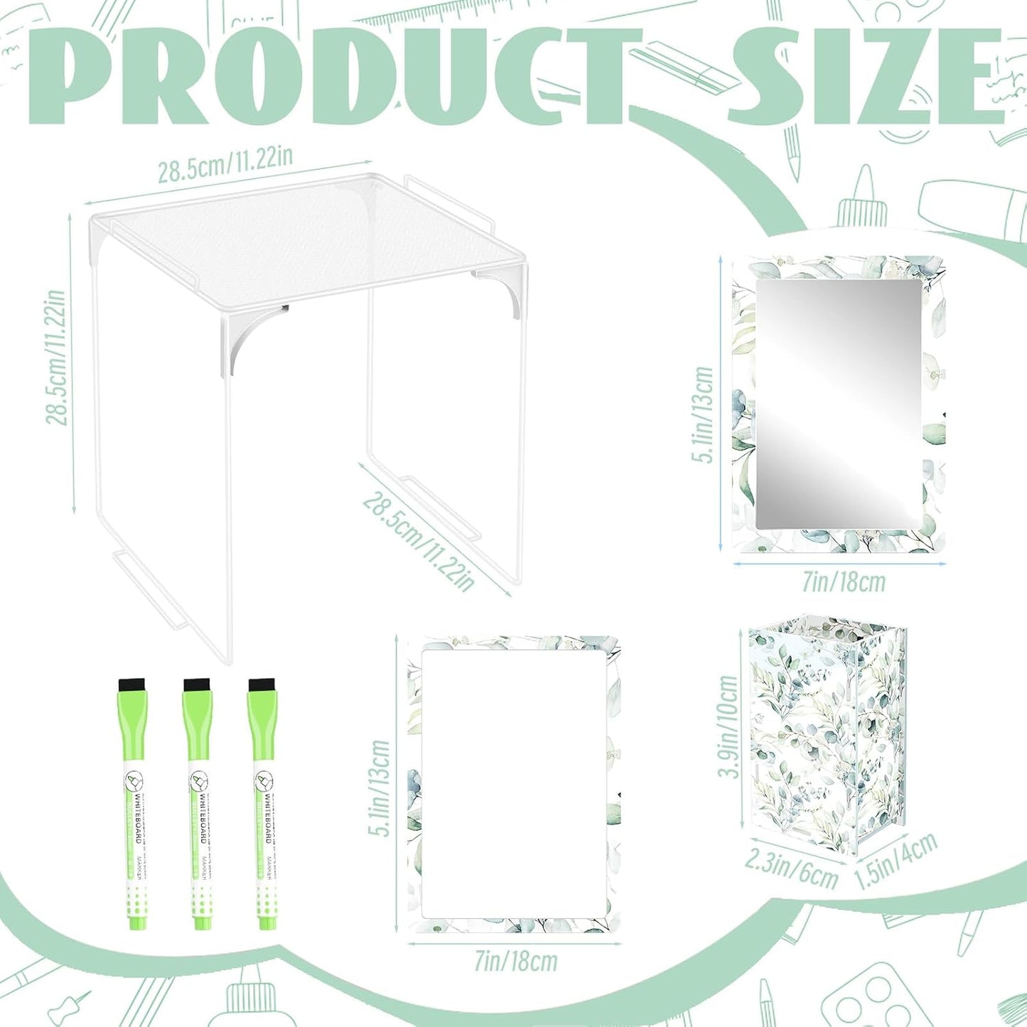 Magnetic Locker Marble Accessories Kit Pale Yellow Back to School Essentials Locker Organizer Supplies Include Mirror Whiteboard Pen Shelf Magnet Magnetic Buckle Back to School Essentials