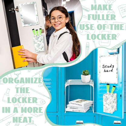 Magnetic Locker Marble Accessories Kit Pale Yellow Back to School Essentials Locker Organizer Supplies Include Mirror Whiteboard Pen Shelf Magnet Magnetic Buckle Back to School Essentials
