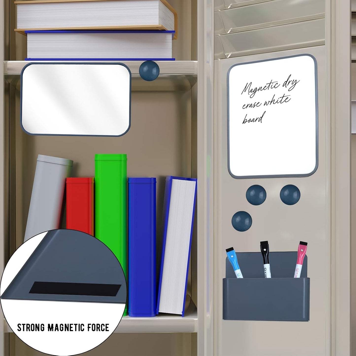 Magnetic Locker Marble Accessories Kit Pale Yellow Back to School Essentials Locker Organizer Supplies Include Mirror Whiteboard Pen Shelf Magnet Magnetic Buckle Back to School Essentials