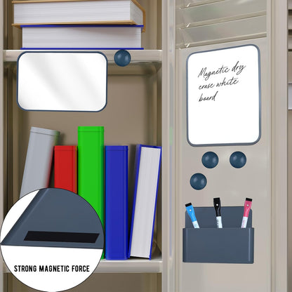 Magnetic Locker Marble Accessories Kit Pale Yellow Back to School Essentials Locker Organizer Supplies Include Mirror Whiteboard Pen Shelf Magnet Magnetic Buckle Back to School Essentials