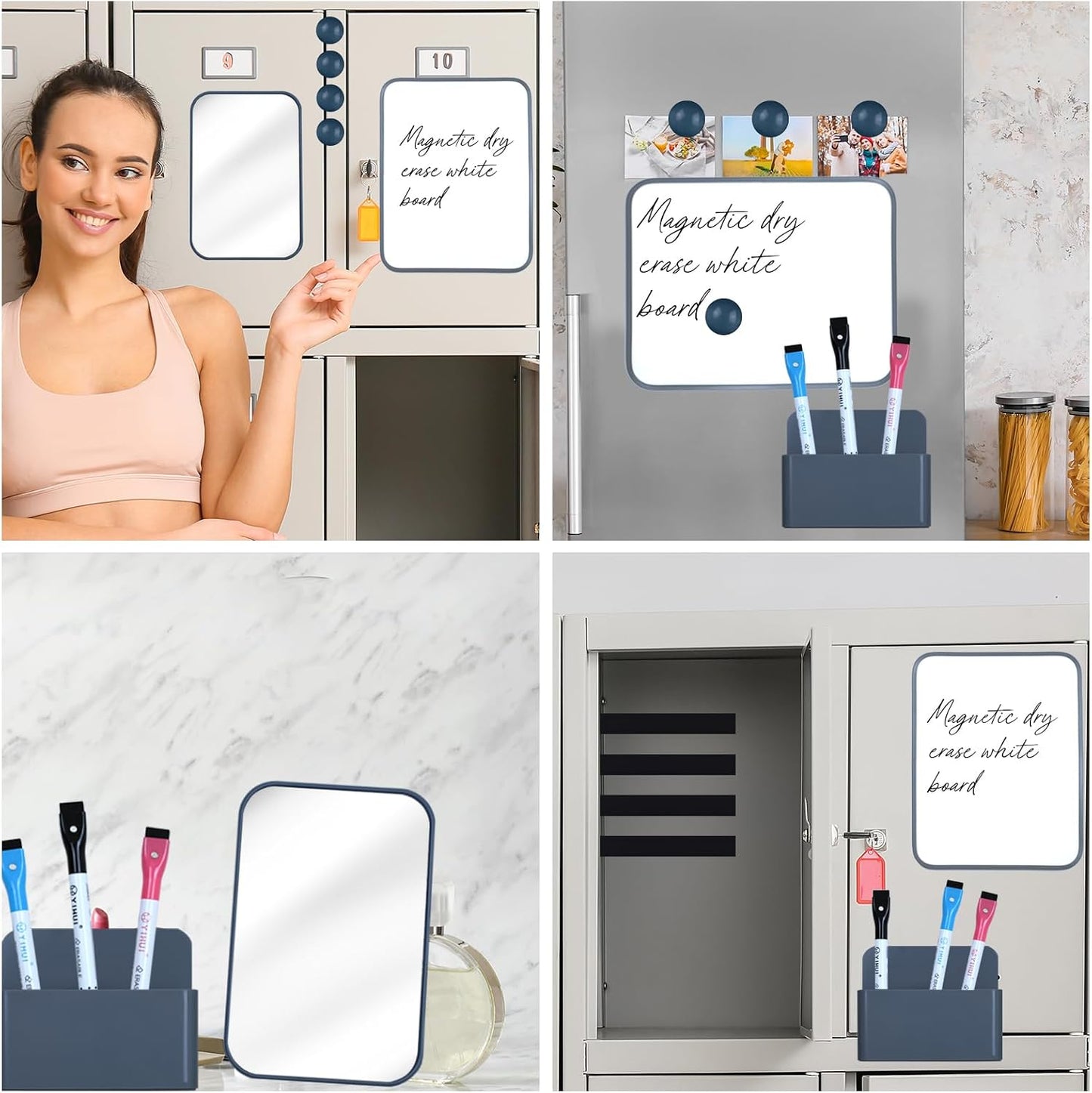 Magnetic Locker Marble Accessories Kit Pale Yellow Back to School Essentials Locker Organizer Supplies Include Mirror Whiteboard Pen Shelf Magnet Magnetic Buckle Back to School Essentials