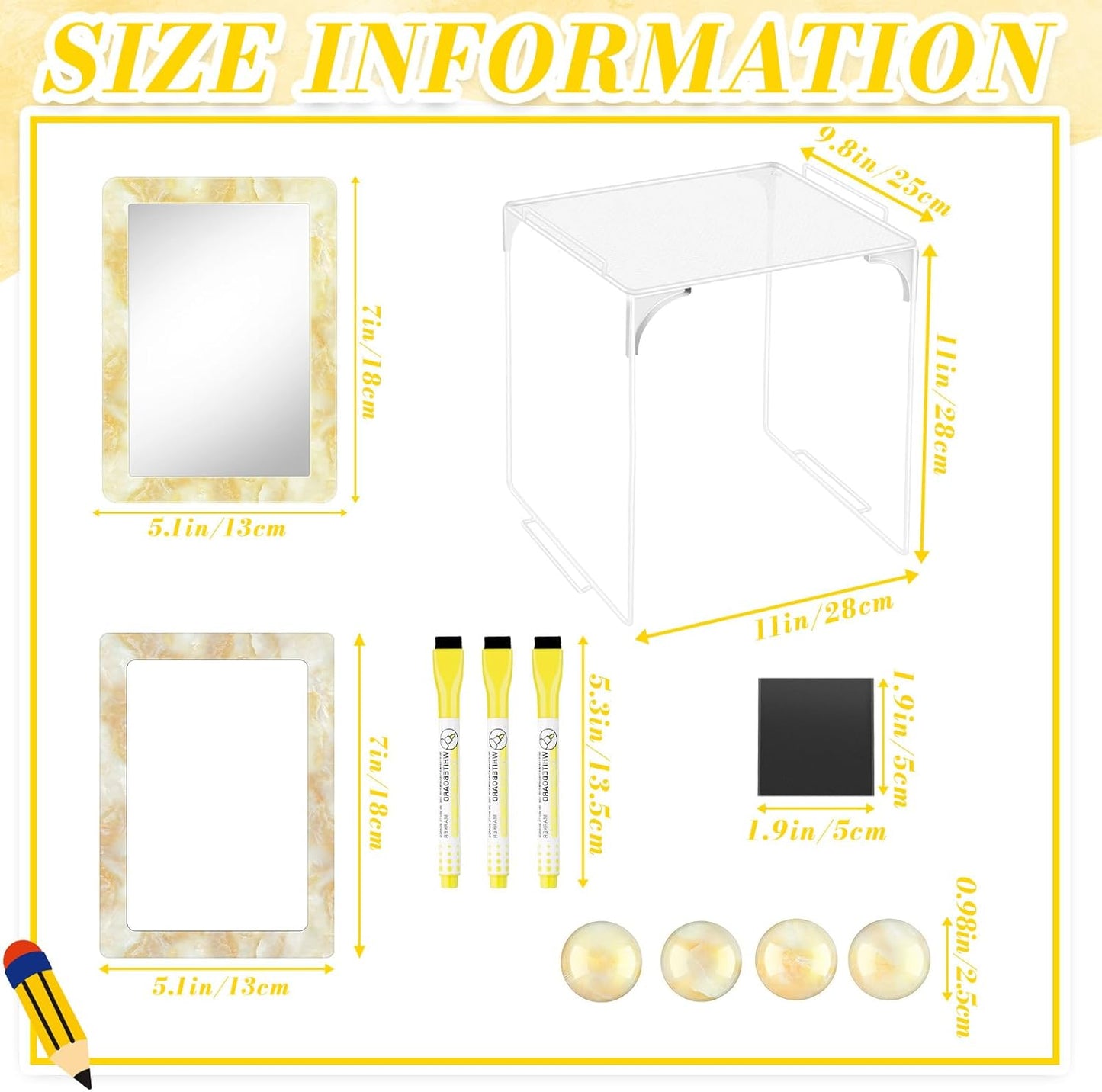 Magnetic Locker Marble Accessories Kit Pale Yellow Back to School Essentials Locker Organizer Supplies Include Mirror Whiteboard Pen Shelf Magnet Magnetic Buckle Back to School Essentials