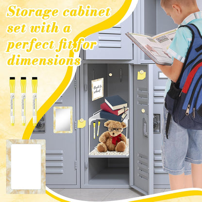 Magnetic Locker Marble Accessories Kit Pale Yellow Back to School Essentials Locker Organizer Supplies Include Mirror Whiteboard Pen Shelf Magnet Magnetic Buckle Back to School Essentials