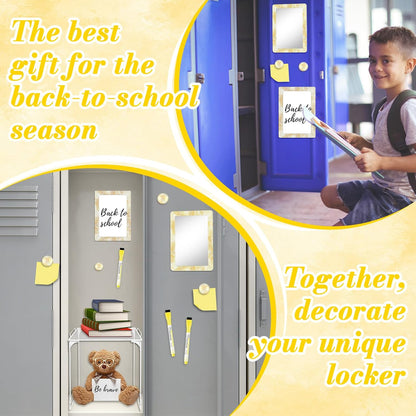 Magnetic Locker Marble Accessories Kit Pale Yellow Back to School Essentials Locker Organizer Supplies Include Mirror Whiteboard Pen Shelf Magnet Magnetic Buckle Back to School Essentials