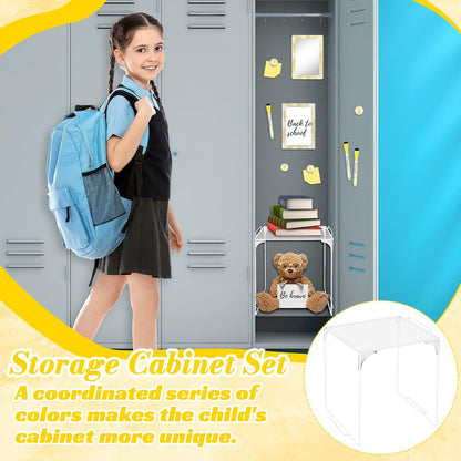 Magnetic Locker Marble Accessories Kit Pale Yellow Back to School Essentials Locker Organizer Supplies Include Mirror Whiteboard Pen Shelf Magnet Magnetic Buckle Back to School Essentials