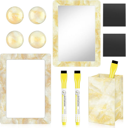 Magnetic Locker Marble Accessories Kit Pale Yellow Back to School Essentials Locker Organizer Supplies Include Mirror Whiteboard Pen Shelf Magnet Magnetic Buckle Back to School Essentials