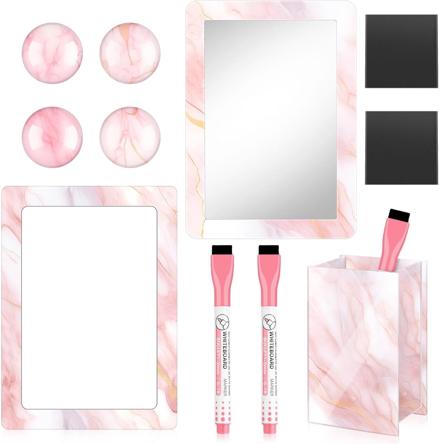 Magnetic Locker Marble Accessories Kit Pale Yellow Back to School Essentials Locker Organizer Supplies Include Mirror Whiteboard Pen Shelf Magnet Magnetic Buckle Back to School Essentials