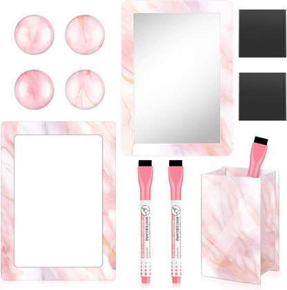 Magnetic Locker Marble Accessories Kit Pale Yellow Back to School Essentials Locker Organizer Supplies Include Mirror Whiteboard Pen Shelf Magnet Magnetic Buckle Back to School Essentials