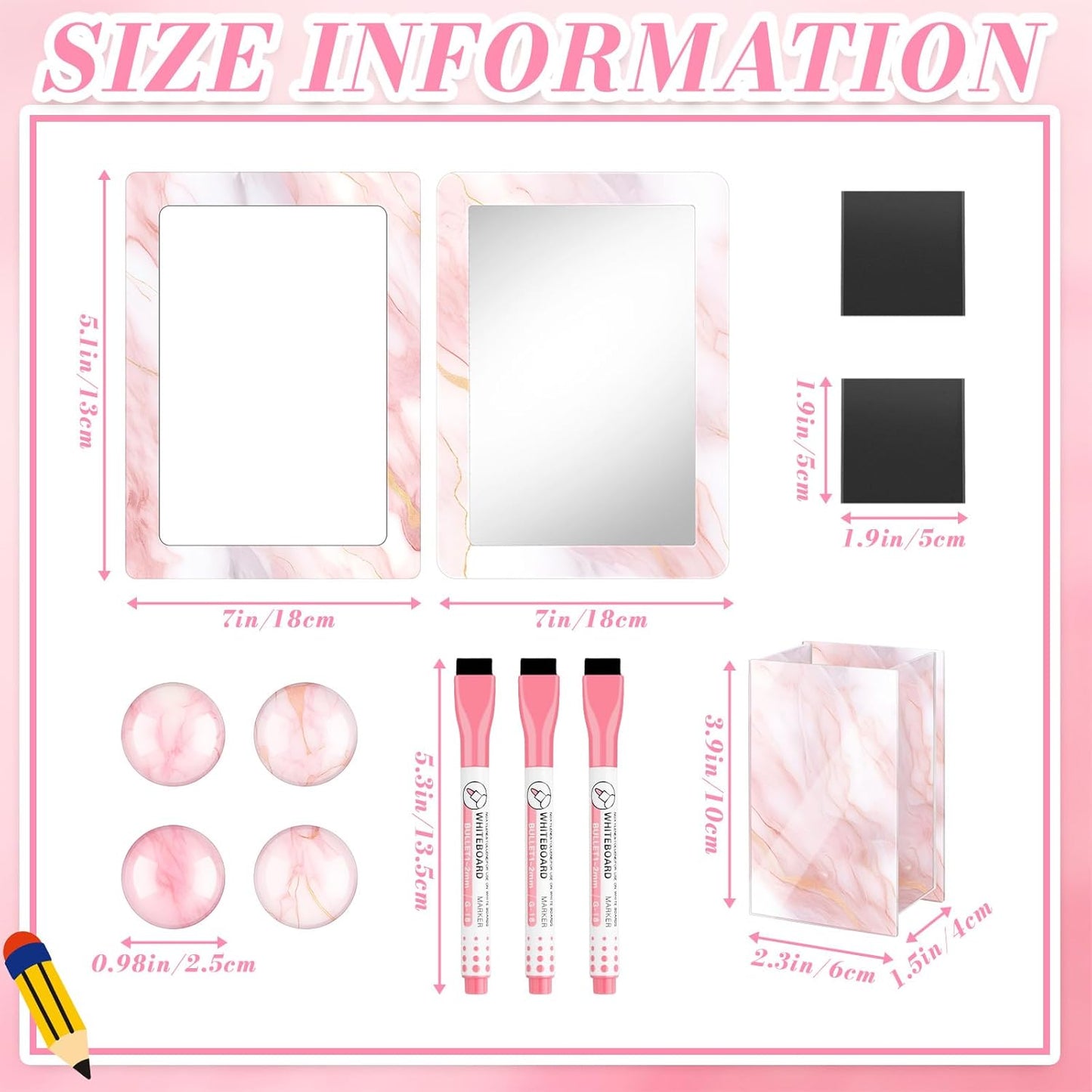 Magnetic Locker Marble Accessories Kit Pale Yellow Back to School Essentials Locker Organizer Supplies Include Mirror Whiteboard Pen Shelf Magnet Magnetic Buckle Back to School Essentials
