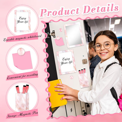 Magnetic Locker Marble Accessories Kit Pale Yellow Back to School Essentials Locker Organizer Supplies Include Mirror Whiteboard Pen Shelf Magnet Magnetic Buckle Back to School Essentials