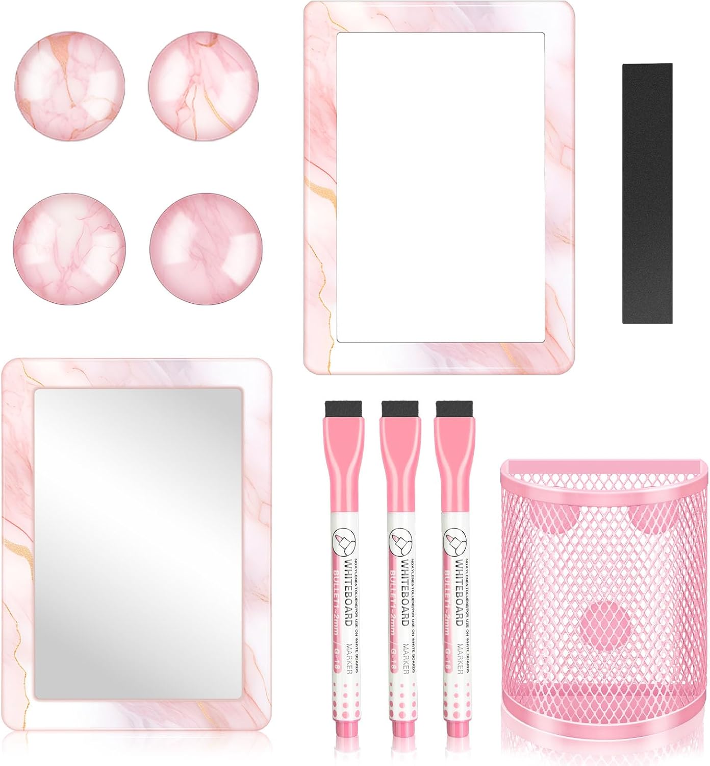 Magnetic Locker Marble Accessories Kit Pale Yellow Back to School Essentials Locker Organizer Supplies Include Mirror Whiteboard Pen Shelf Magnet Magnetic Buckle Back to School Essentials