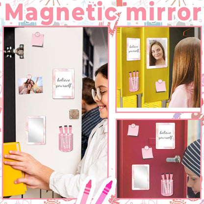 Magnetic Locker Marble Accessories Kit Pale Yellow Back to School Essentials Locker Organizer Supplies Include Mirror Whiteboard Pen Shelf Magnet Magnetic Buckle Back to School Essentials