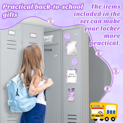 Magnetic Locker Marble Accessories Kit Pale Yellow Back to School Essentials Locker Organizer Supplies Include Mirror Whiteboard Pen Shelf Magnet Magnetic Buckle Back to School Essentials