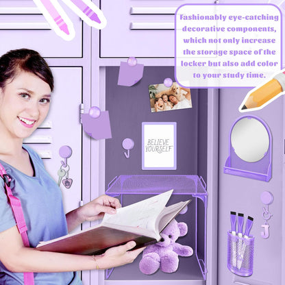 Magnetic Locker Marble Accessories Kit Pale Yellow Back to School Essentials Locker Organizer Supplies Include Mirror Whiteboard Pen Shelf Magnet Magnetic Buckle Back to School Essentials