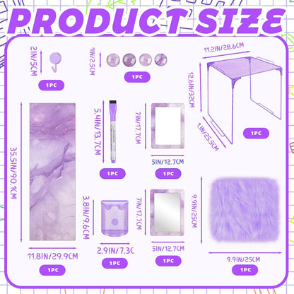 Magnetic Locker Marble Accessories Kit Pale Yellow Back to School Essentials Locker Organizer Supplies Include Mirror Whiteboard Pen Shelf Magnet Magnetic Buckle Back to School Essentials