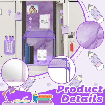 Magnetic Locker Marble Accessories Kit Pale Yellow Back to School Essentials Locker Organizer Supplies Include Mirror Whiteboard Pen Shelf Magnet Magnetic Buckle Back to School Essentials
