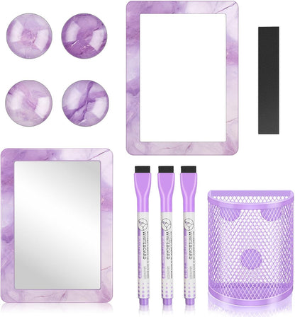 Magnetic Locker Marble Accessories Kit Pale Yellow Back to School Essentials Locker Organizer Supplies Include Mirror Whiteboard Pen Shelf Magnet Magnetic Buckle Back to School Essentials