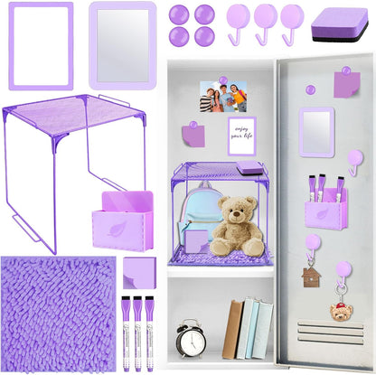 Magnetic Locker Marble Accessories Kit Pale Yellow Back to School Essentials Locker Organizer Supplies Include Mirror Whiteboard Pen Shelf Magnet Magnetic Buckle Back to School Essentials