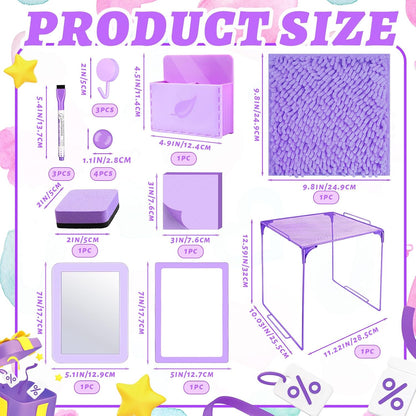 Magnetic Locker Marble Accessories Kit Pale Yellow Back to School Essentials Locker Organizer Supplies Include Mirror Whiteboard Pen Shelf Magnet Magnetic Buckle Back to School Essentials