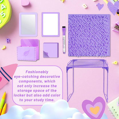 Magnetic Locker Marble Accessories Kit Pale Yellow Back to School Essentials Locker Organizer Supplies Include Mirror Whiteboard Pen Shelf Magnet Magnetic Buckle Back to School Essentials