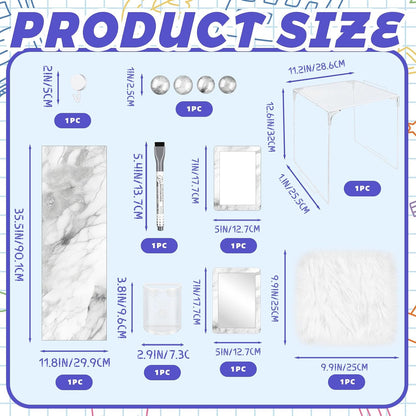Magnetic Locker Marble Accessories Kit Pale Yellow Back to School Essentials Locker Organizer Supplies Include Mirror Whiteboard Pen Shelf Magnet Magnetic Buckle Back to School Essentials