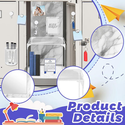 Magnetic Locker Marble Accessories Kit Pale Yellow Back to School Essentials Locker Organizer Supplies Include Mirror Whiteboard Pen Shelf Magnet Magnetic Buckle Back to School Essentials