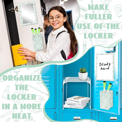 Magnetic Locker Marble Accessories Kit Pale Yellow Back to School Essentials Locker Organizer Supplies Include Mirror Whiteboard Pen Shelf Magnet Magnetic Buckle Back to School Essentials
