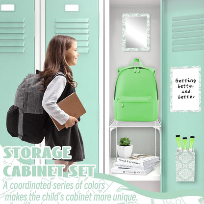 Magnetic Locker Marble Accessories Kit Pale Yellow Back to School Essentials Locker Organizer Supplies Include Mirror Whiteboard Pen Shelf Magnet Magnetic Buckle Back to School Essentials