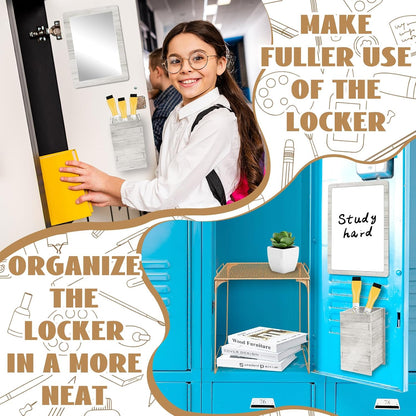 Magnetic Locker Marble Accessories Kit Pale Yellow Back to School Essentials Locker Organizer Supplies Include Mirror Whiteboard Pen Shelf Magnet Magnetic Buckle Back to School Essentials