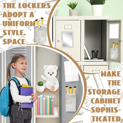 Magnetic Locker Marble Accessories Kit Pale Yellow Back to School Essentials Locker Organizer Supplies Include Mirror Whiteboard Pen Shelf Magnet Magnetic Buckle Back to School Essentials