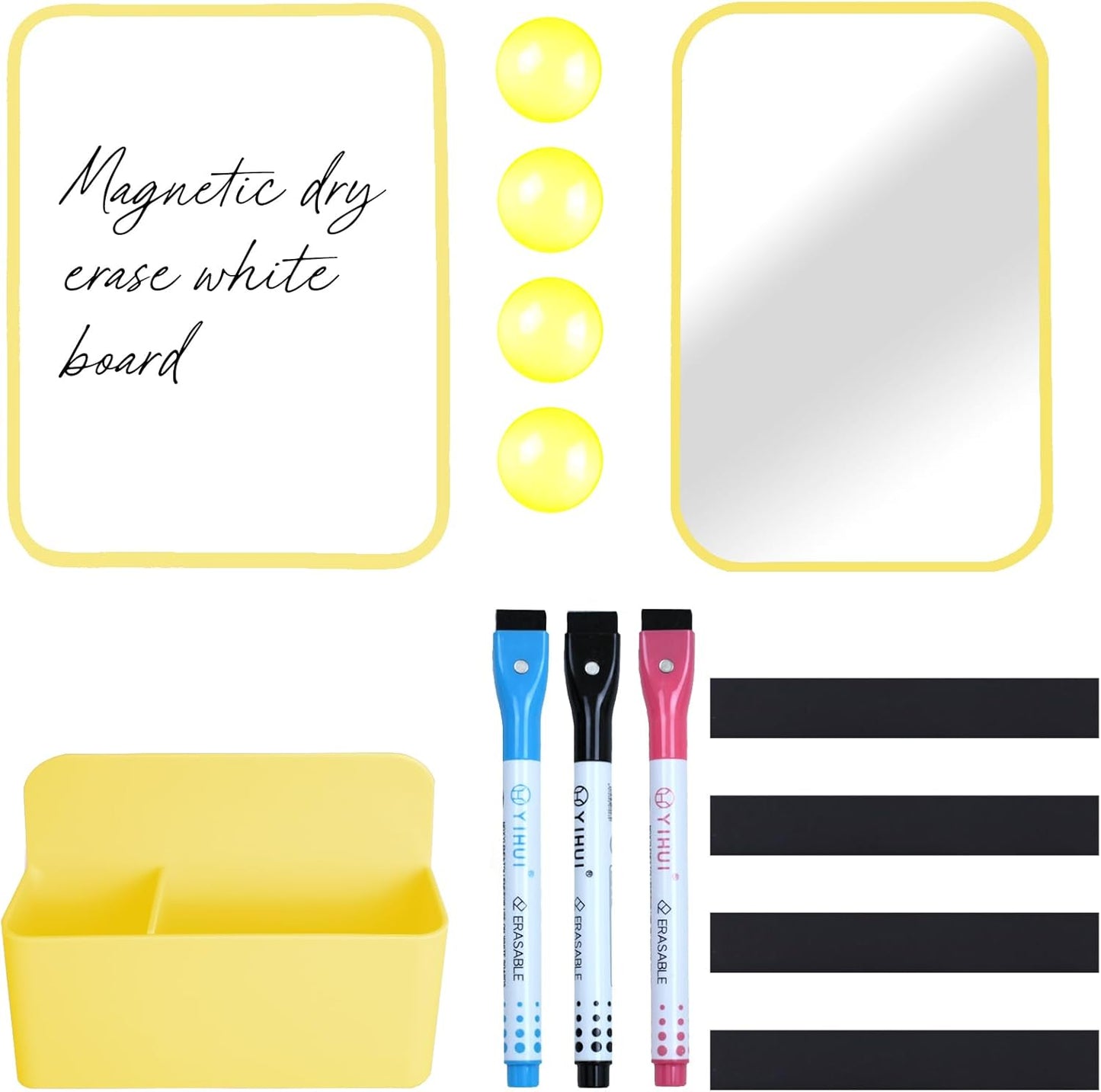 Magnetic Locker Marble Accessories Kit Pale Yellow Back to School Essentials Locker Organizer Supplies Include Mirror Whiteboard Pen Shelf Magnet Magnetic Buckle Back to School Essentials